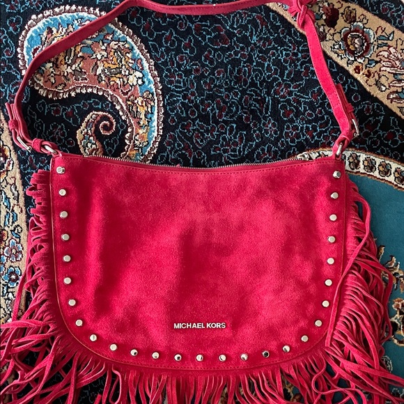 Michael Kors Handbags - Michael Kors Red Fringe Shoulder Bag